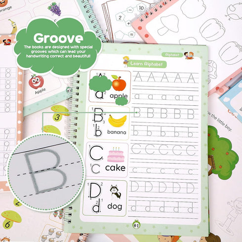 Magic Ink Copybooks for Kids - Reusable Handwriting Workbooks for Preschool Practice