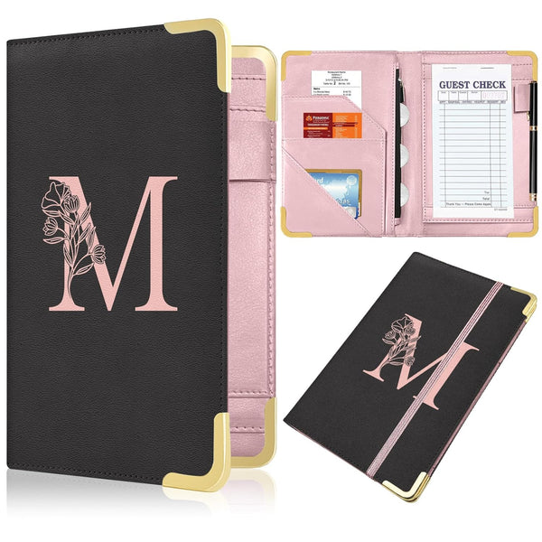 YeeCASE Server Book, Alphabet Waitress Book for Waitress, Leather Waitess Book with Zipper