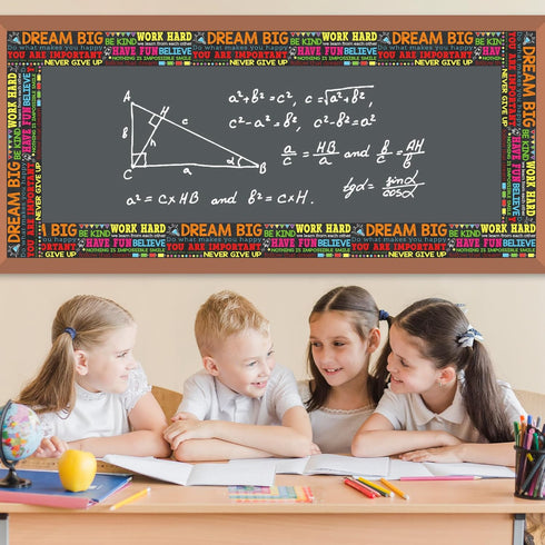Whaline 65.6Ft Inspirational Bulletin Board Border, Growth Mindset Straight Decorative Trim for Classroom Party