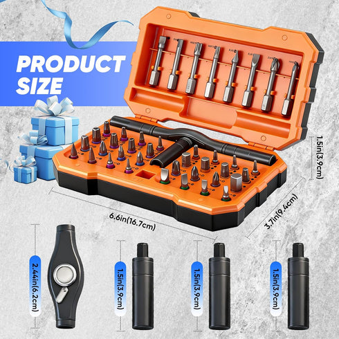 42-in-1 Set Set Saker Magnetic Screwdriver for Fathers Day Gift, Screwdriver with T Handle & Storage Case, for Men
