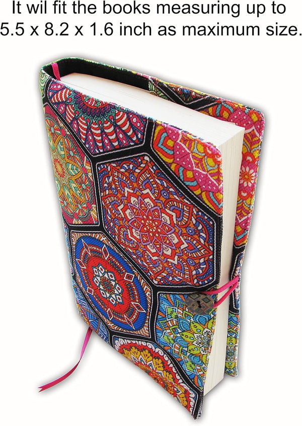 5.5 8 Book Sleeve Cover for Novel, Ottoman Ethnic Pink Pattern, Hard Books Cover for Paperback, Washable Fabric, Book