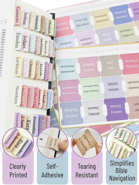 Opps Bible Tabs,Easy Navigation ible Index Tabs,Laminated Bible Tabs for Women Men Study Bible,Bible Labels Tabs,Bible
