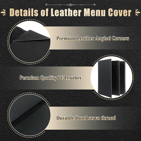 8.5" 11" Pack 5 4 (5, 4 (8.5 11 inch)) Restaurant Menu Covers Holders x | of Synthetic Leather Triple Fold Panels View