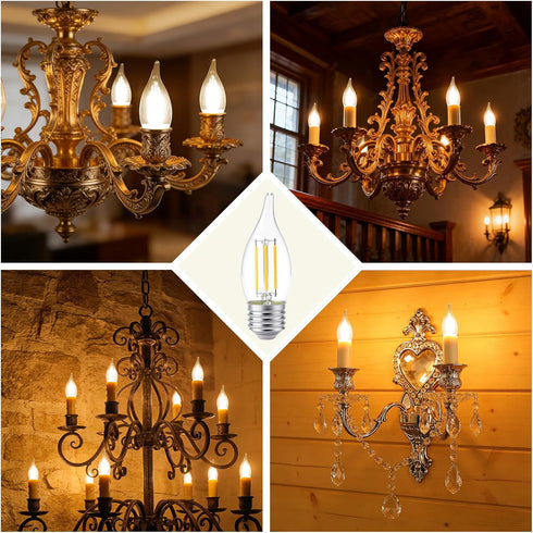 E26 C35 2700K Bulbs Bulb Bulb 4 (40 Bulbs Non-Dimmable 2Pack KINUR Candelabra led Light Decorative Candle Light Ceiling