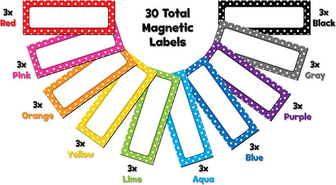 Teacher Created Resources Polka Dots Magnetic Labels - 3" x 3"