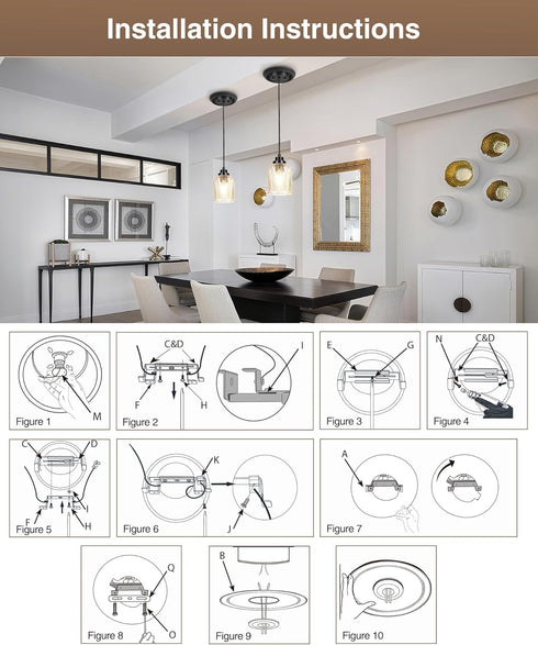 5" 6" E26 Luvkczc Recessed Can Light Conversion Kit for and Ceiling Fixtures - Pendant/Hanging Light Upgrade, Includes