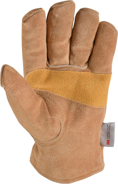 Wells Lamont Men's Insulated Split Cowhide Winter Leather Work Gloves, Large (1080L), Brown