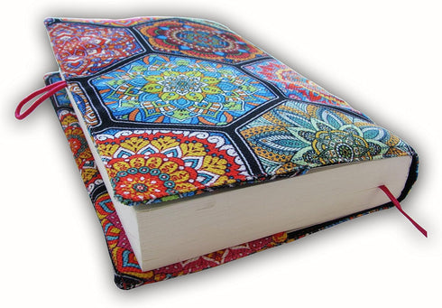 5.5 8 Book Sleeve Cover for Novel, Ottoman Ethnic Pink Pattern, Hard Books Cover for Paperback, Washable Fabric, Book