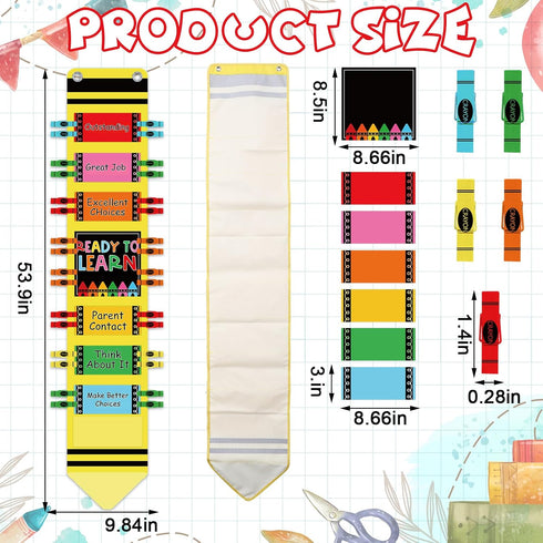 JarThenaAMCS 30 14 Student Behavior Clip Chart for Classroom Kids Track Reward Incentive Behavior Pocket Chart Crayon
