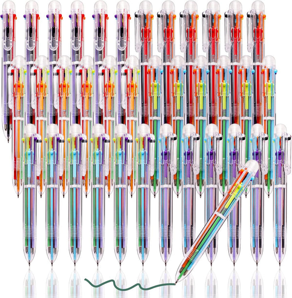 JPSOR 36 Pack Multicolor Ballpoint Pen 6-in-1, Fun Pens, Party Favors, Transparent Barrel, 6-Color 0.5mm for Office