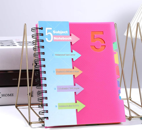 CAGIE 5 Subject Notebooks, College Ruled Spiral Notebook 5x7, 220 Pages Small Notebook with Divider Tabs for Work,