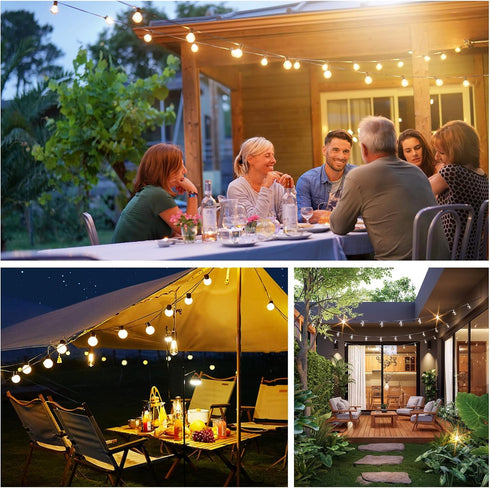 G40 Bulbs (25ft 14 Bulbs) GvvooHome Outdoor String Lights, LED Patio Hanging Lights with Waterproof Globe Plastic