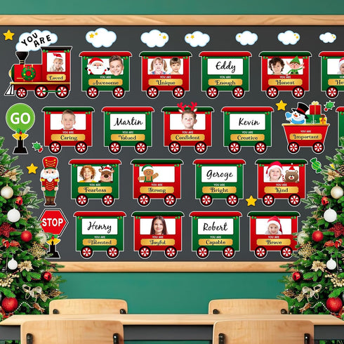 Weekgrat 42 Mindset Pcs Christmas Train Affirmation Station Bulletin Board Decoration Train Motivational Growth Cutouts