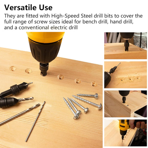 MulWark 82 Countersink Drill Bit Set with 5pcs Free Replaceable HSS Bits for Woodworking - 5 Pack