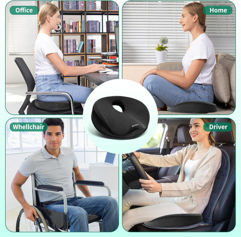 Tailbone SAHEYER Donut Pillow for Pain, Memory Foam Hemorrhoids Pillow for Sciatica Nerve, Sciatica Hip Coccyx Seat