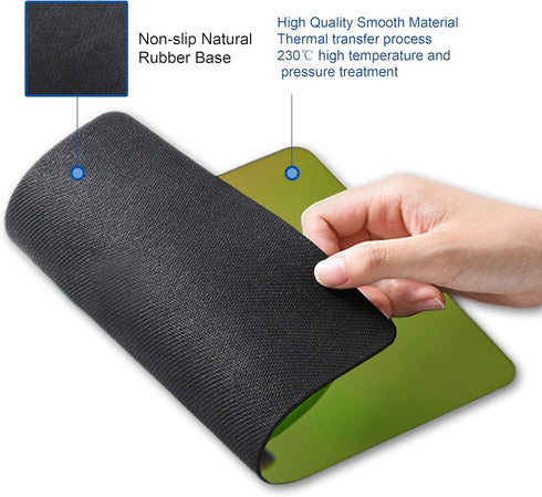 Green Mouse Pad with Cute Frog Design - Kawaii Office Decoration, Anti-Slip Rubber Base, 9.5 x 7.9 Inch
