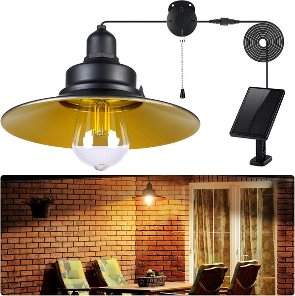 Solar Pendant Light Indoor Outdoor, Solar Shed Light IP65 Waterproof Metal Powered