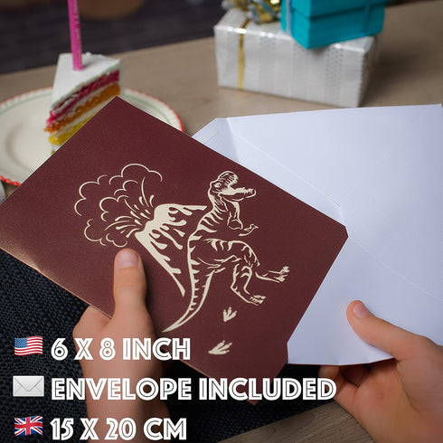 T Rex Dinosaur Birthday Card by Devine Popup Cards - 3D Pop Up Birthday Cards for Kids, Dad, Husband, Funny Greeting