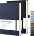 RETTACY Journaling Notebooks 2-Pack, A5 Notebooks, College Ruled, 192 Numbered Pages, Black & Blue