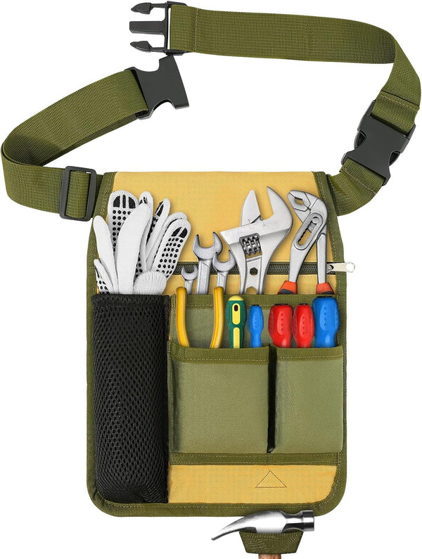 Tool Belt Garden Tool Pouch - Unisex Utility Adjustable Waist Belt Apron for Gardening, Carpenter, Plumbing, Woodwork