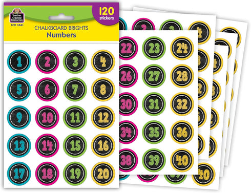 Teacher Chalkboard Brights Numbers Stickers