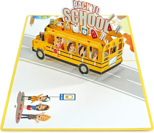 CUTPOPUP Back to School Card Pop Up, Handmade 3D Bus Birthday Greeting Card (School Bus)