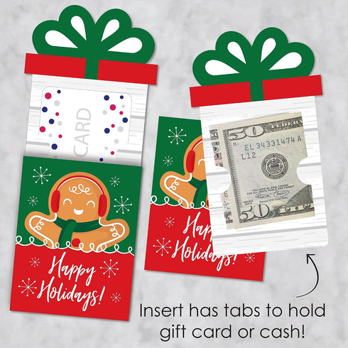 Set 8 Big Dot of Happiness Gingerbread Christmas - Gingerbread Man Holiday Party Money and Gift Card Sleeves - Nifty