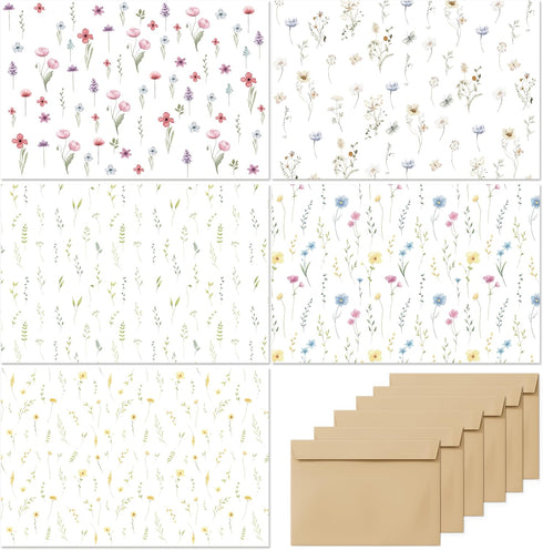 Blank Cards with Envelopes All Occasion, Elegant Floral Design Blank Greeting Cards 4x6, 20 Pack with Matching Envelopes