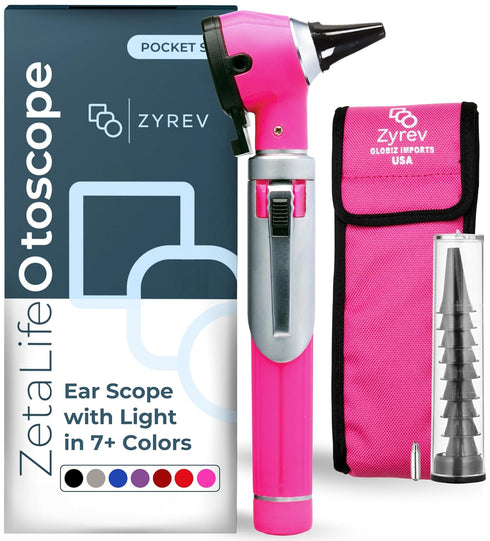 Zyrev ZetaLife Otoscope - Ear Scope with Light, Pocket Size Ear-Infection Detector (Pink Color)