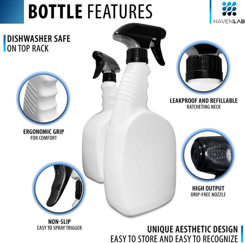 32oz 3 Pack Reusable Plastic Spray Bottle Sprayer for Auto Detailing, Water Plants, Grilling, Haircuts, Cleaning