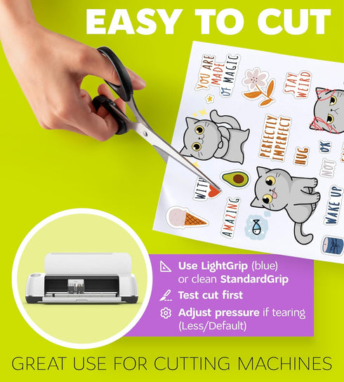 50 8.5 11, Premium Printable Vinyl Sticker Paper for Inkjet Printer and Laser - White Matte Sticker Paper Waterproof