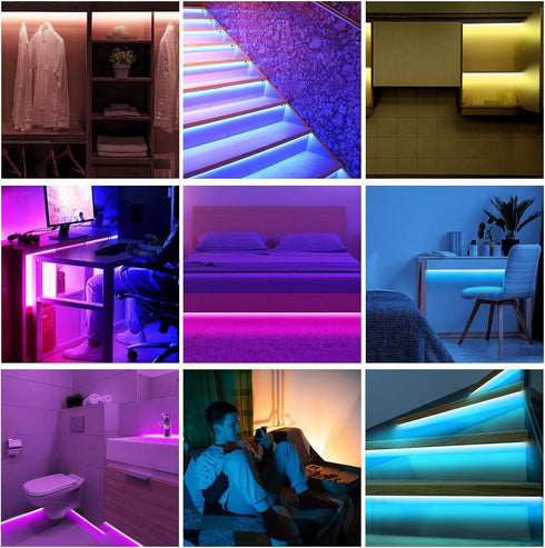 2 Set*9.84ft Color/Dimmable/Dynamic Sync/5V Under Bed Lights Motion Activated RGB LED Strip Light, App Control/Variety