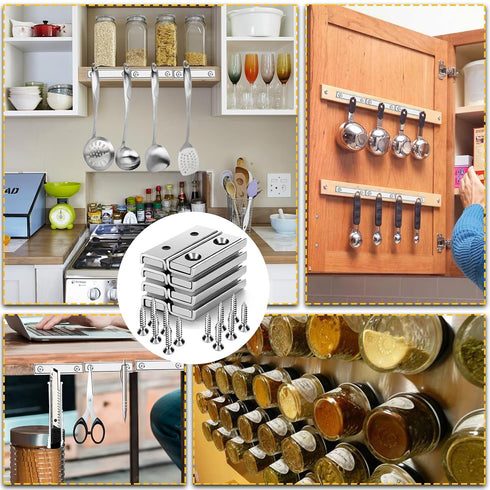 8 Pack 45Lbs 40x13.5x5mm,Silver DIYMAG Cabinet Door Magnets, Magnetic Door Catch, Drawer Magnet Catch, Strong Magnets