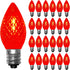 25 Pack C7 Bulbs, C7 Bulbs E12/C7 2700K LED Replacement Light Shatterproof Christmas LED Red Lights for Outdoor String