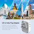 TESSAN US to India Plug Adapter, 7 in 1 Power Adapter with 4 AC Outlets 3 USB Charging Ports, Travel Adaptor for USA to India Bangladesh Maldives Nepal Pakistan, Type D