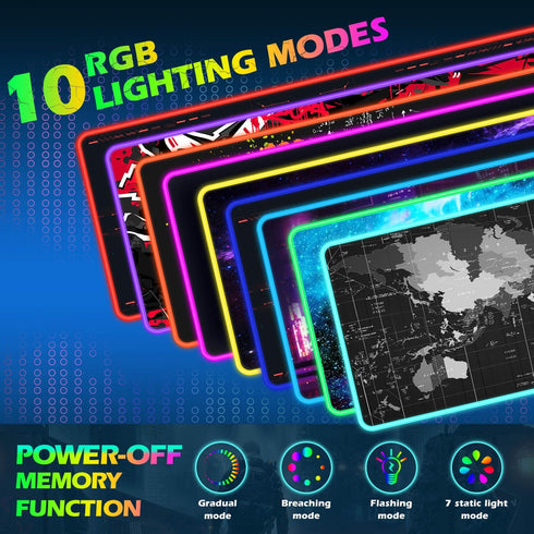 ToLuLu 5/7.5/10/15W 10 800x300x4MM RGB Gaming Wireless Charging Mouse Pad, Light Modes LED Mouse Pad Computer Keyboard
