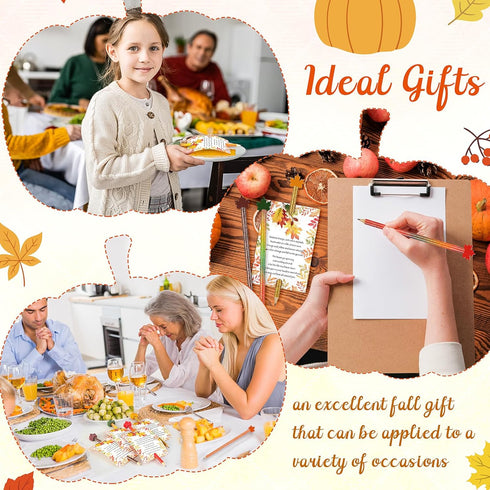 Thanksgiving Gifts Fall Pencils with Cute Fall Themed Designs, Mini Maple Leaf Erasers, Bulk Holiday Card for Coworker