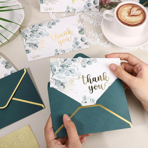 50 Pack 4x6 Inch Thank You Cards with Envelopes, Thank You Cards Bulk Blank Notes Card with Envelopes & Stickers