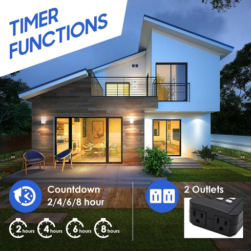 Foallser 125V/15A 100 Dusk to Dawn Outdoor Timer Outlet Waterproof, Digital Outdoor Remote Control Outlet, Outdoor