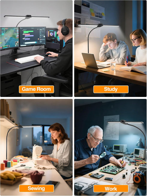 ReinHoo Office,5 Color+9 Lamp,1200Lumen LED Desk Lamp for Home Brightness Office Desk Eye Protection Desk