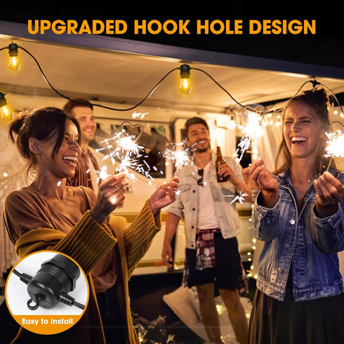 50FT 16 S14 Bulbs(1 2700K Commercial GvvooHome LED Outdoor String Lights with Shatterproof Waterproof Replaceable