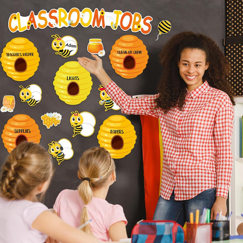 Classroom Jobs Bee Bulletin Board Set, Bee Hive Decorations for Back to School Class Decor Supplies for Teacher