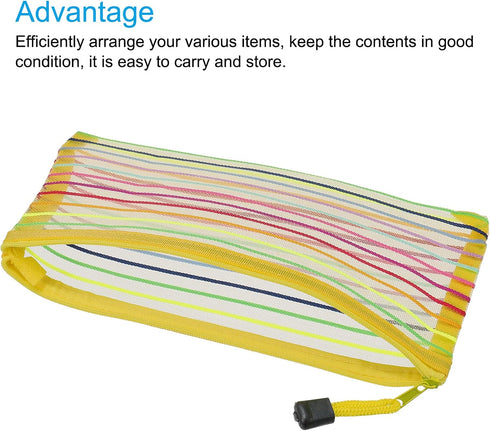 MECCANIXITY B6 Colorful Mesh Zipper Pouches, Pack of 6 Document File Bags Storage Organizer for Office Supply Travel