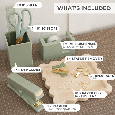 Set Set Aesthetic Desk Accessories - A Complete Desktop Organizer For Women Enhances Any Office Decor - An Office