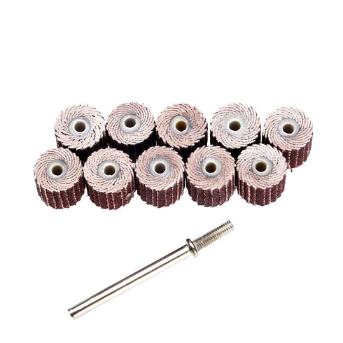 Dophee 10Pcs 240 Grit Flap Sanding Wheel Head Grinding Disc & 3mm Arbor