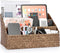 BTSKY Woven Storage Basket - Natural Seagrass Vertical Wicker Baskets with 4 Compartments, Home Office Sorter Rack