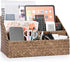 BTSKY Woven Storage Basket - Natural Seagrass Vertical Wicker Baskets with 4 Compartments, Home Office Sorter Rack