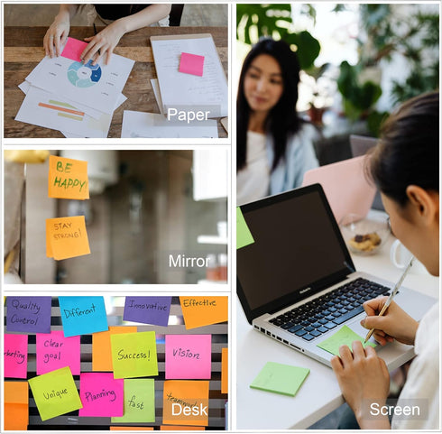 Ezzgol Sticky Notes Bulk, 60 Pads Assorted Bright Colors, 3 x 3 Inch, 100 Sheets/Pad, Great Sticking Power Pack