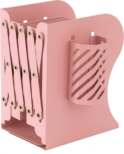 Expandable Metal Bookends - Adjustable Book Ends for Heavy Books, Desk Organizer Holder for Home and School