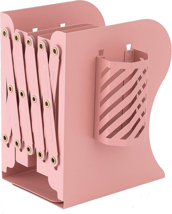 Expandable Metal Bookends - Adjustable Book Ends for Heavy Books, Desk Organizer Holder for Home and School